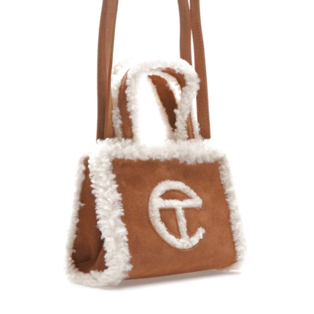 Telfar Brown and White Shearling Bag